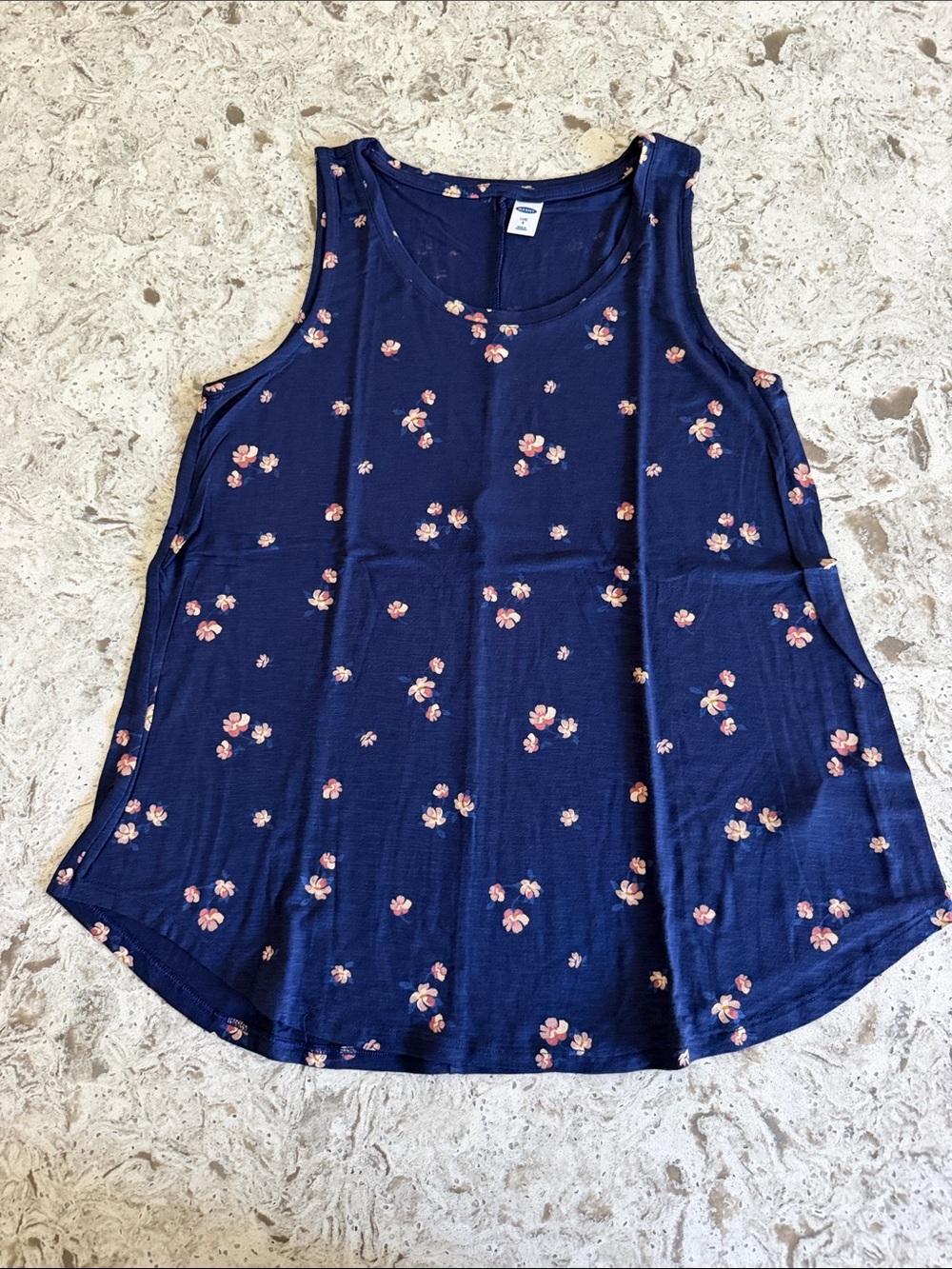 Old Navy LUXE Sleeveless Navy Floral Swing Tank Top